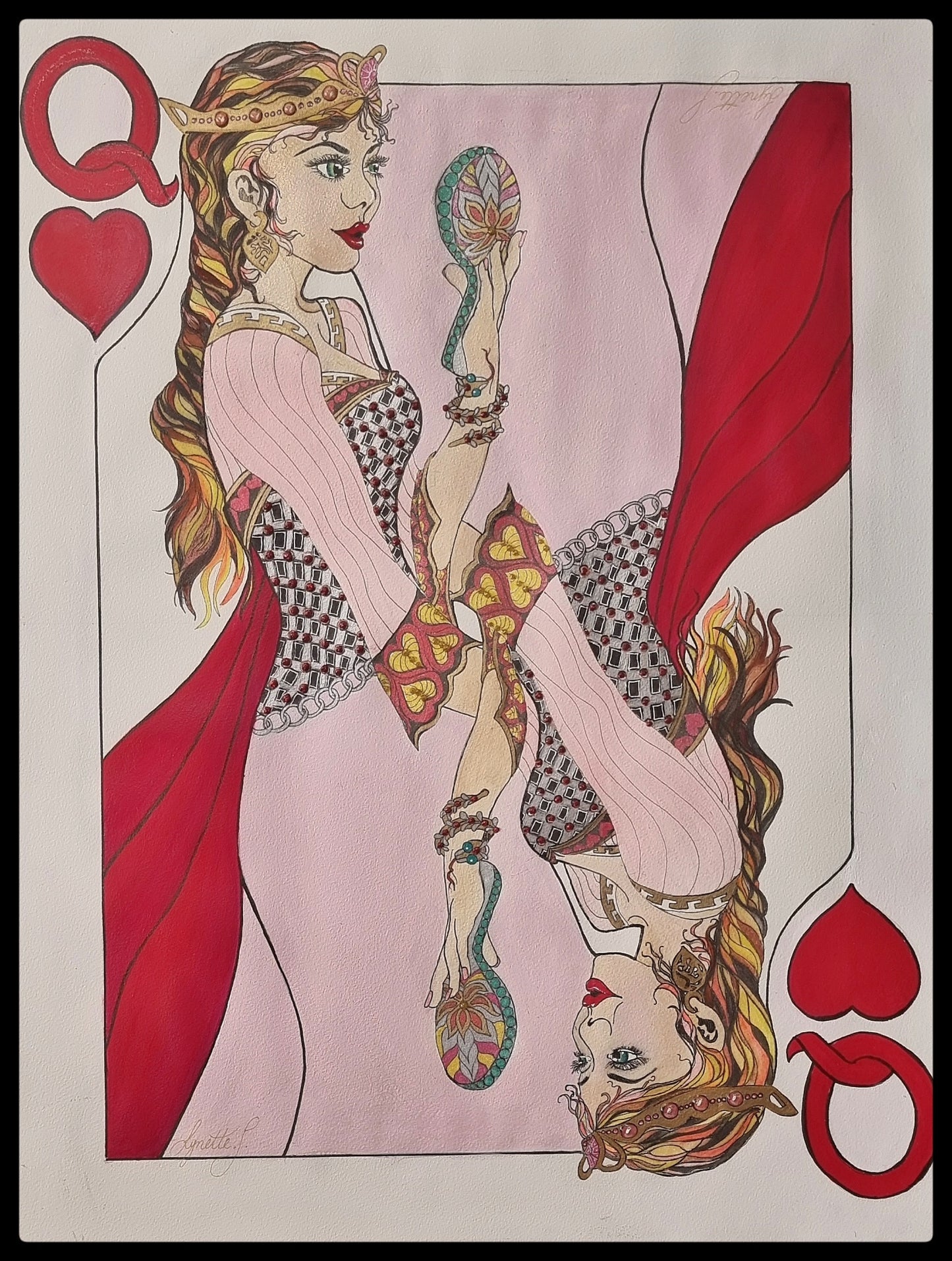 Queen of Hearts - Original with Frame