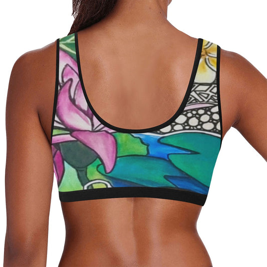 Flowers Skate Art Sports Bra Water Lily