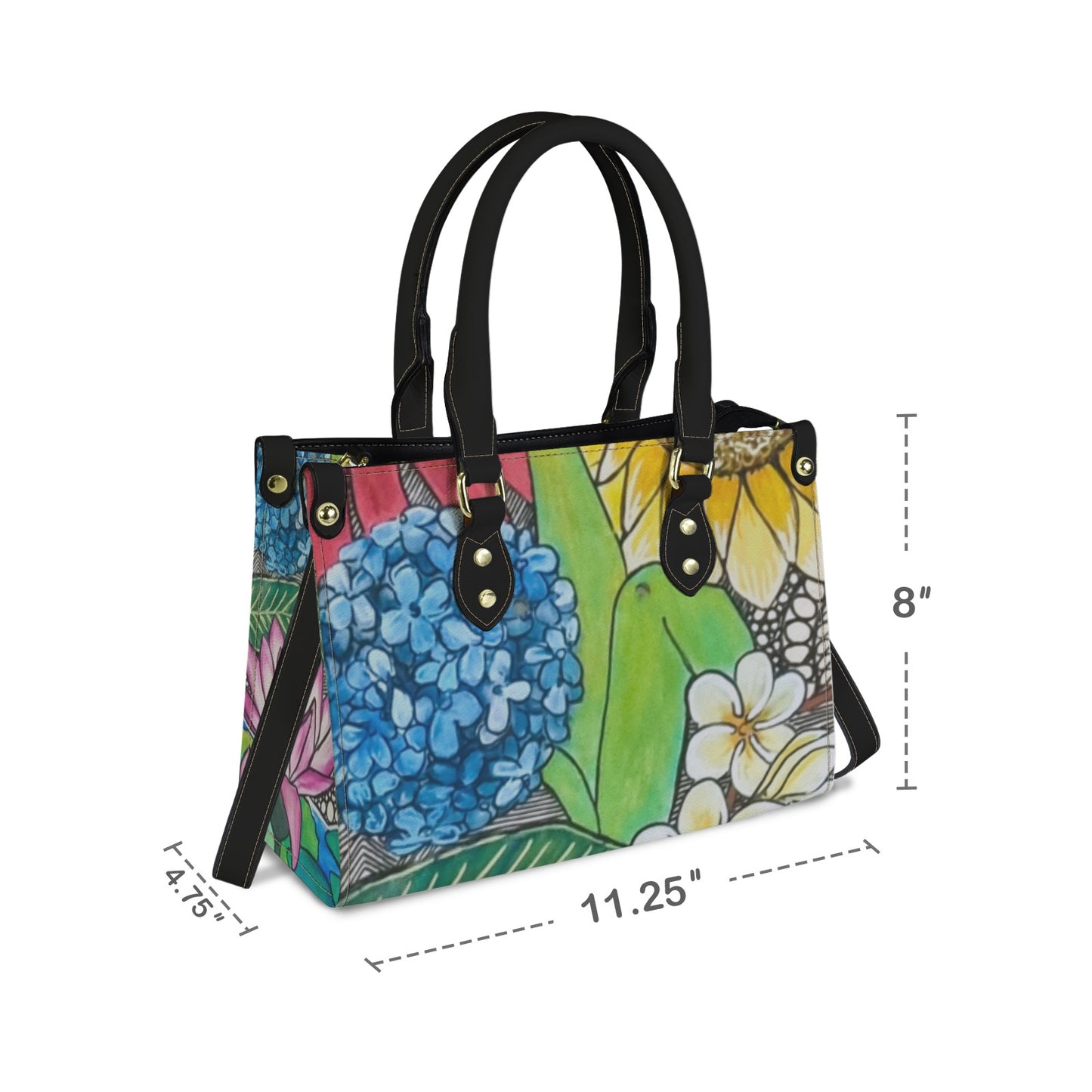 Flower Skate Art Handbag PU Leather Handbag-Small