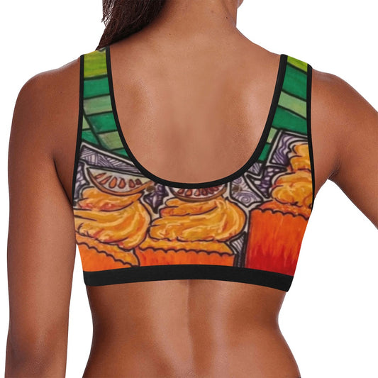 Cupcake Skate Art Sports Bra Orange