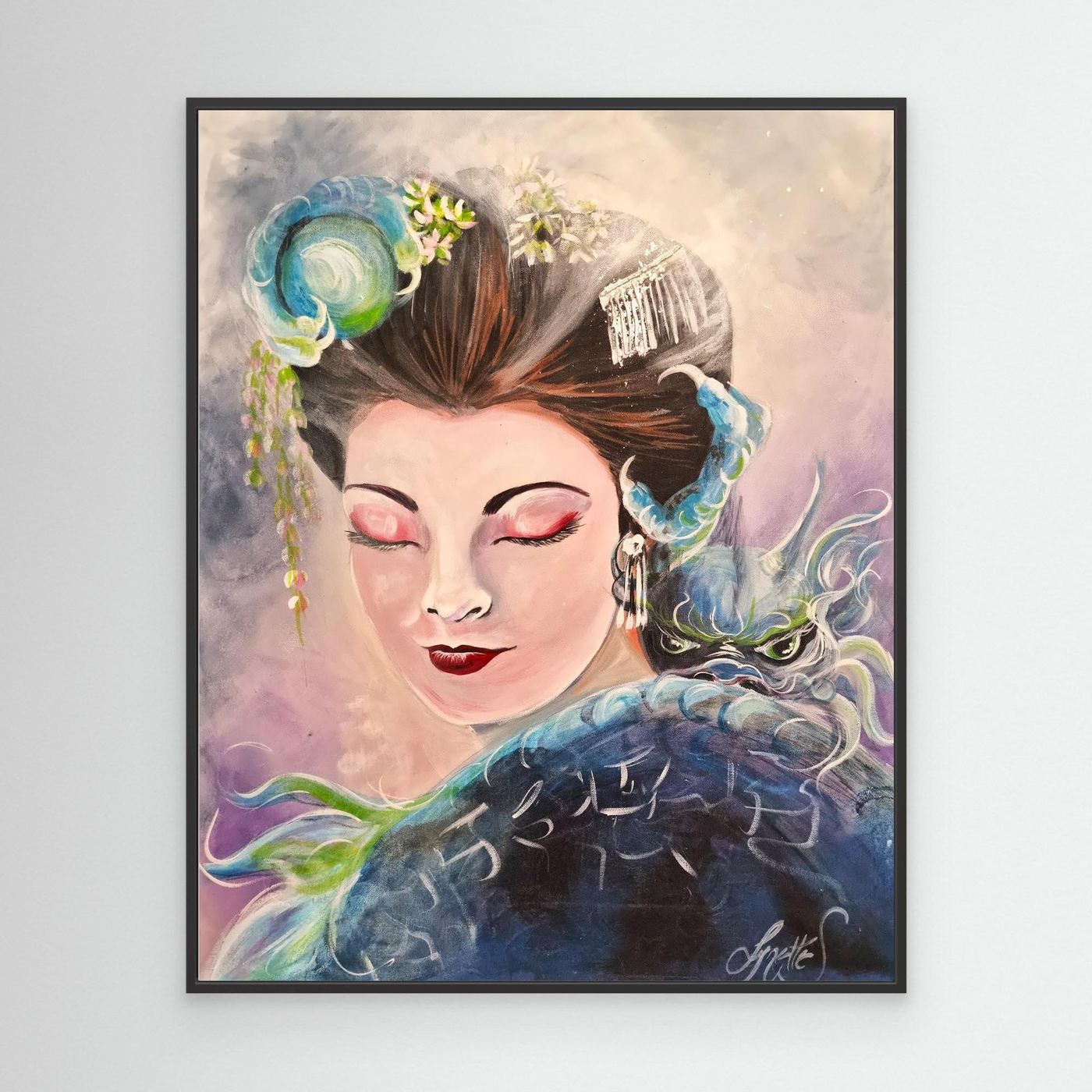 Geishas and Dragons Series - Communication - Canvas Print