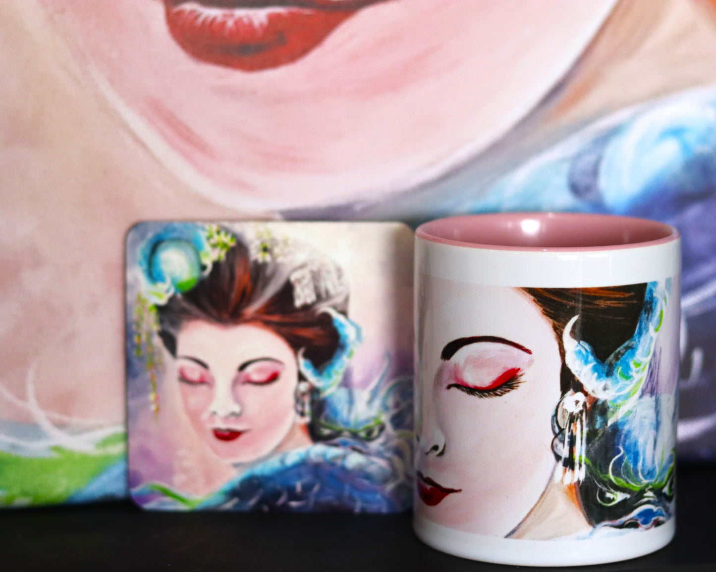 Geisha & Dragons Cup and Coaster Set – Communication