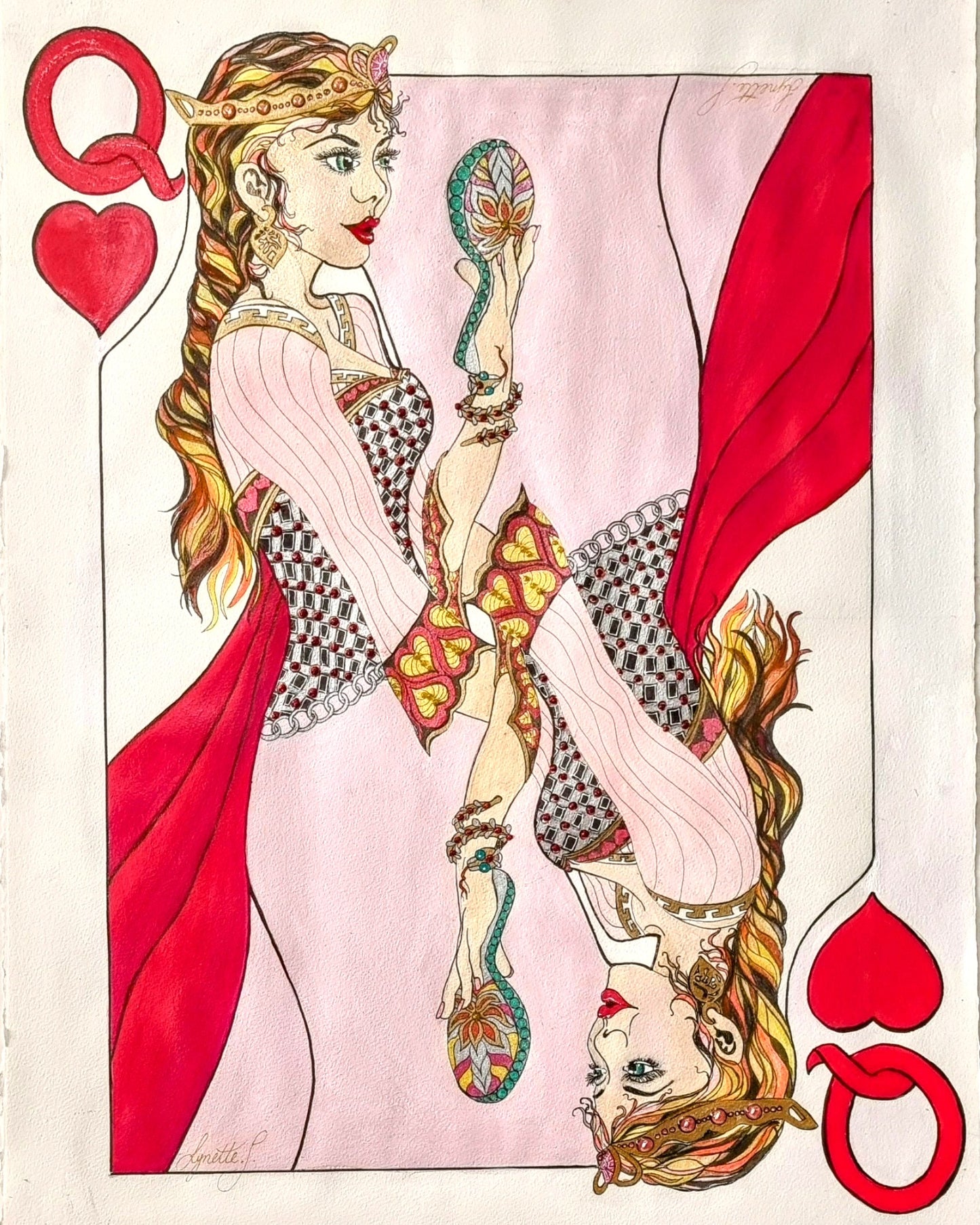 Queen of Hearts - Original with Frame
