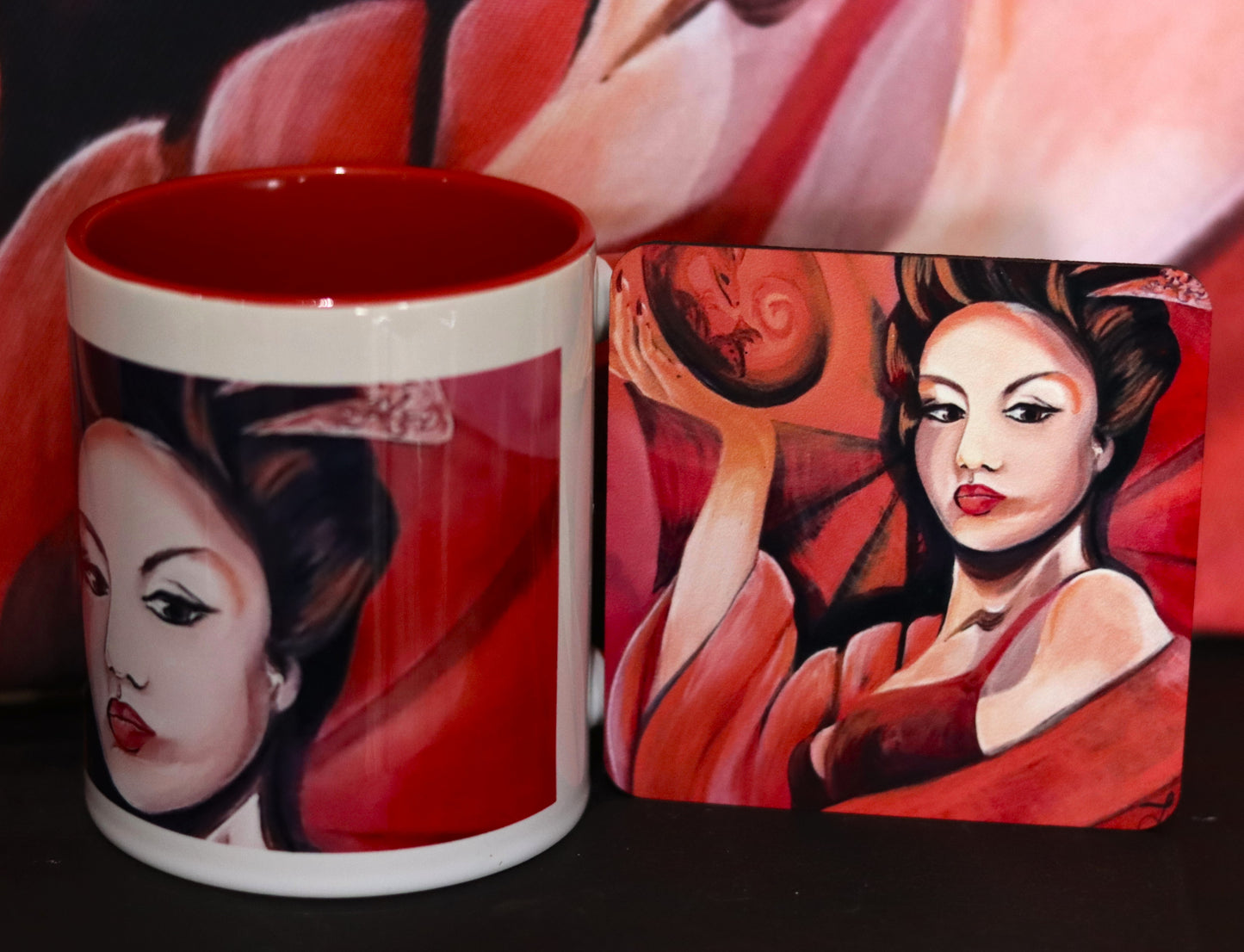 Geisha & Dragons Cup and Coaster Set – Survival