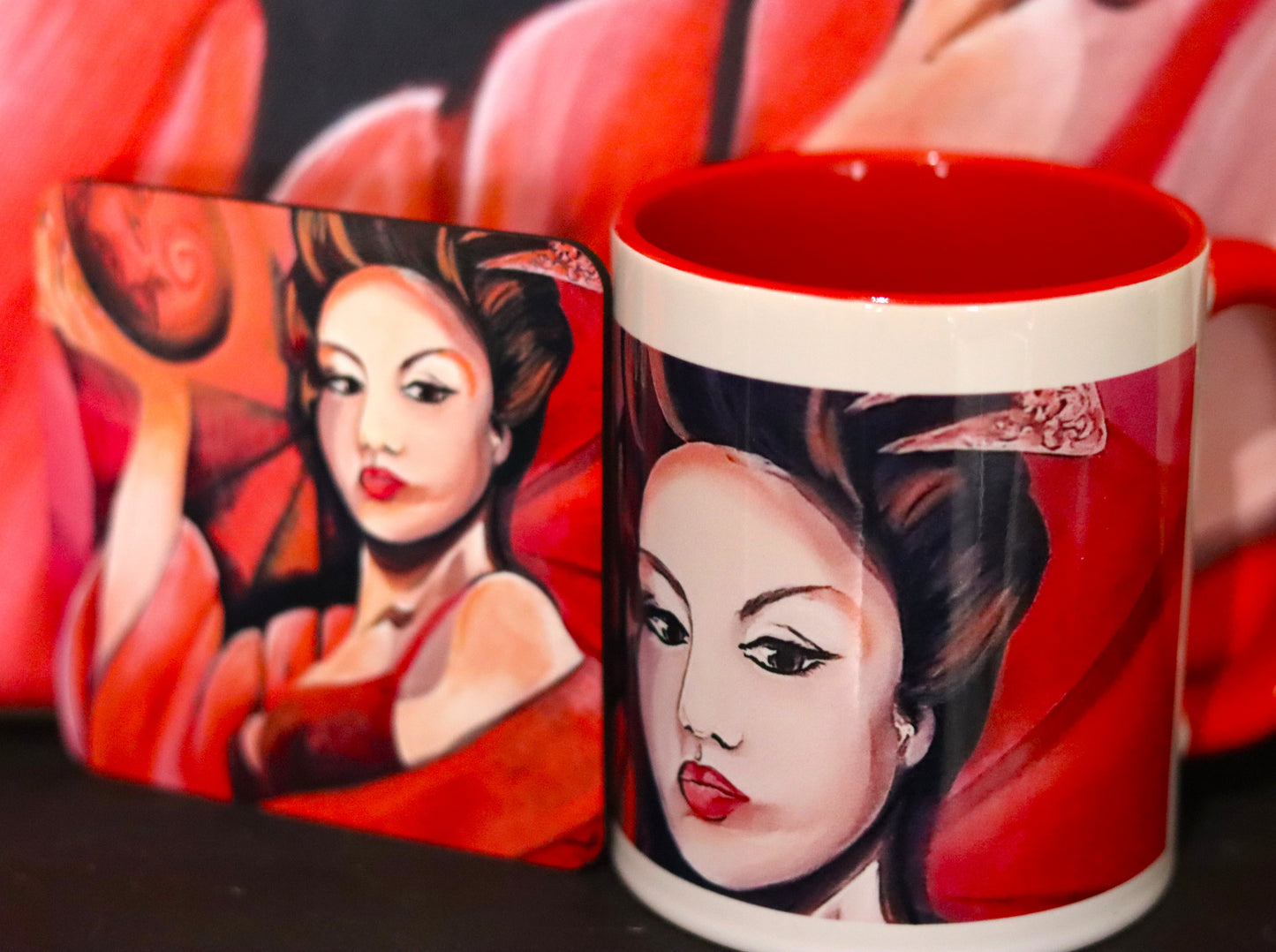 Geisha & Dragons Cup and Coaster Set – Survival