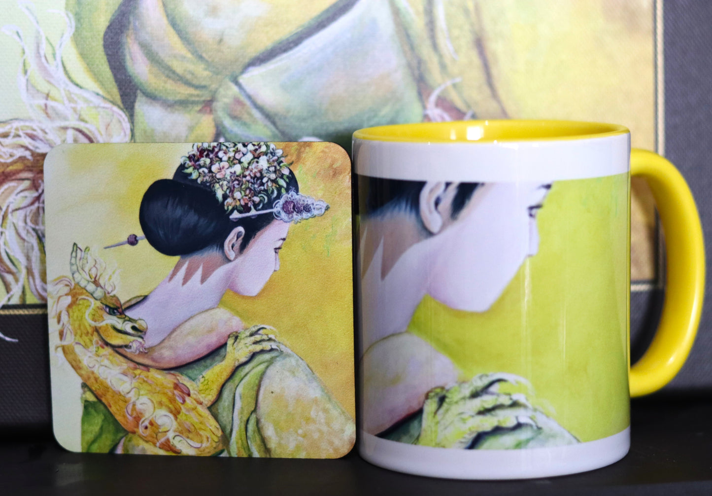 Geisha & Dragons Cup and Coaster Set – Self Esteem