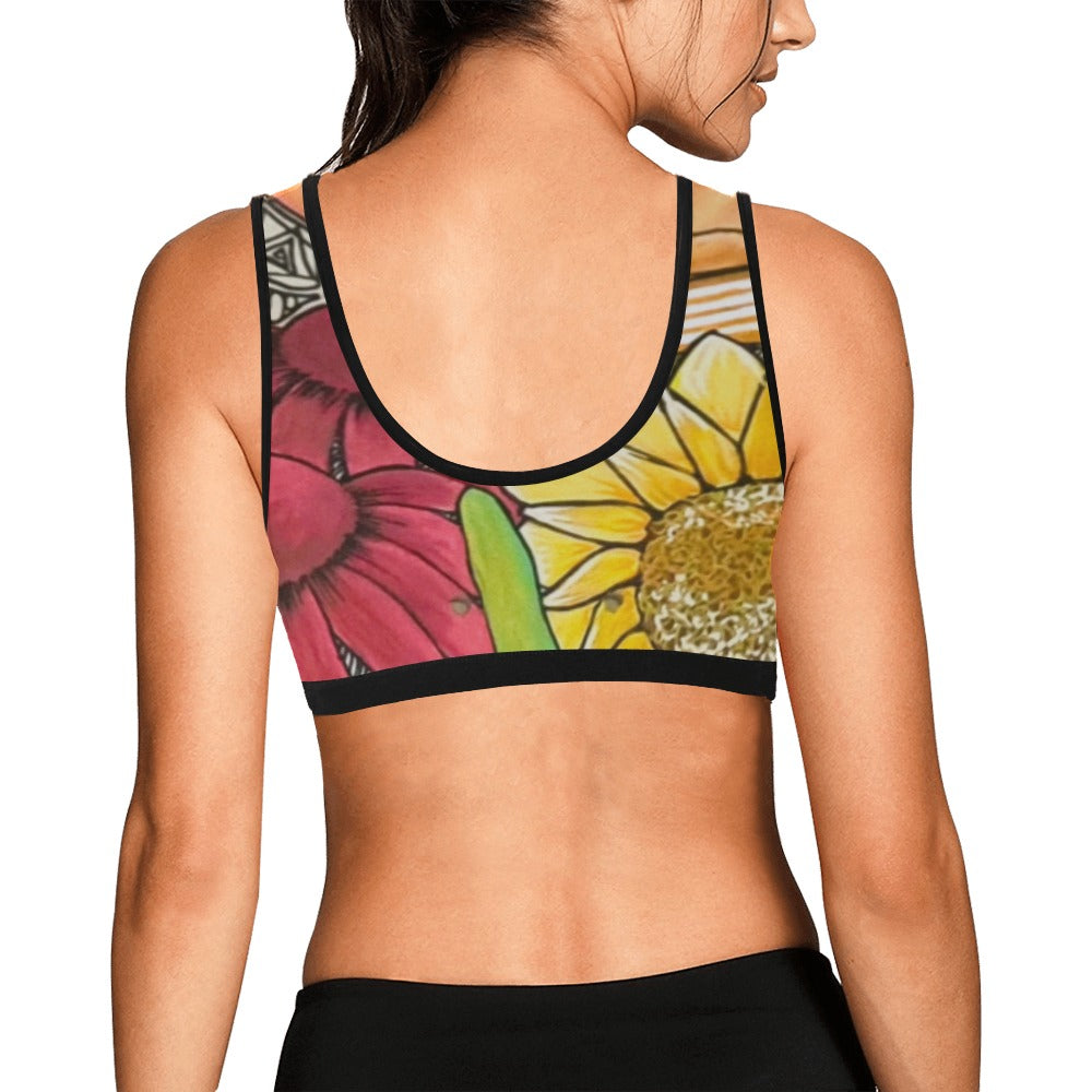 Cupcake Skate Art Sports Bra Red & Yellow