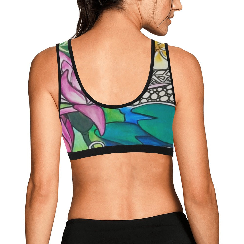 Flowers Skate Art Sports Bra Water Lily