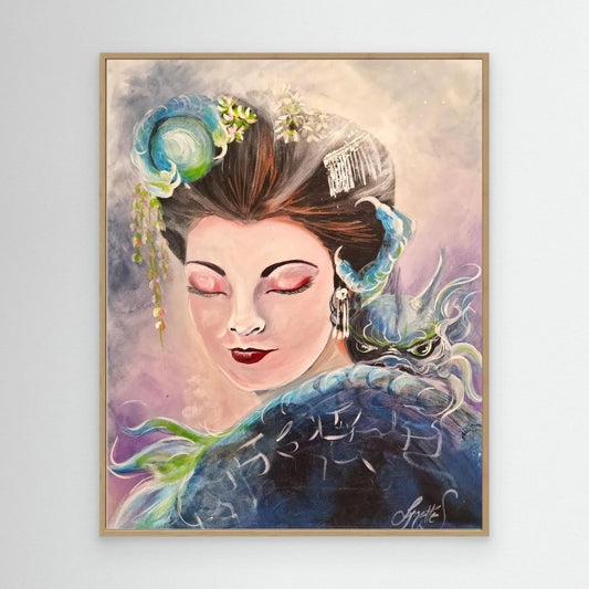 Geishas and Dragons Series - Communication - Canvas Print