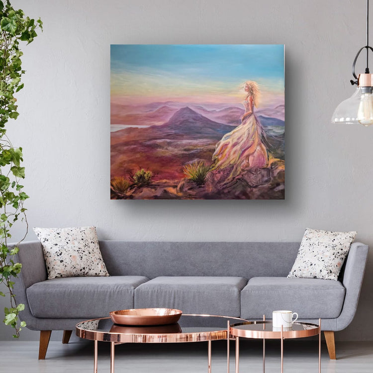Sole Witness Collection by Australian artist Lynette Mary Skeers featuring contemplative landscape paintings of birds, animals and women witnessing nature.