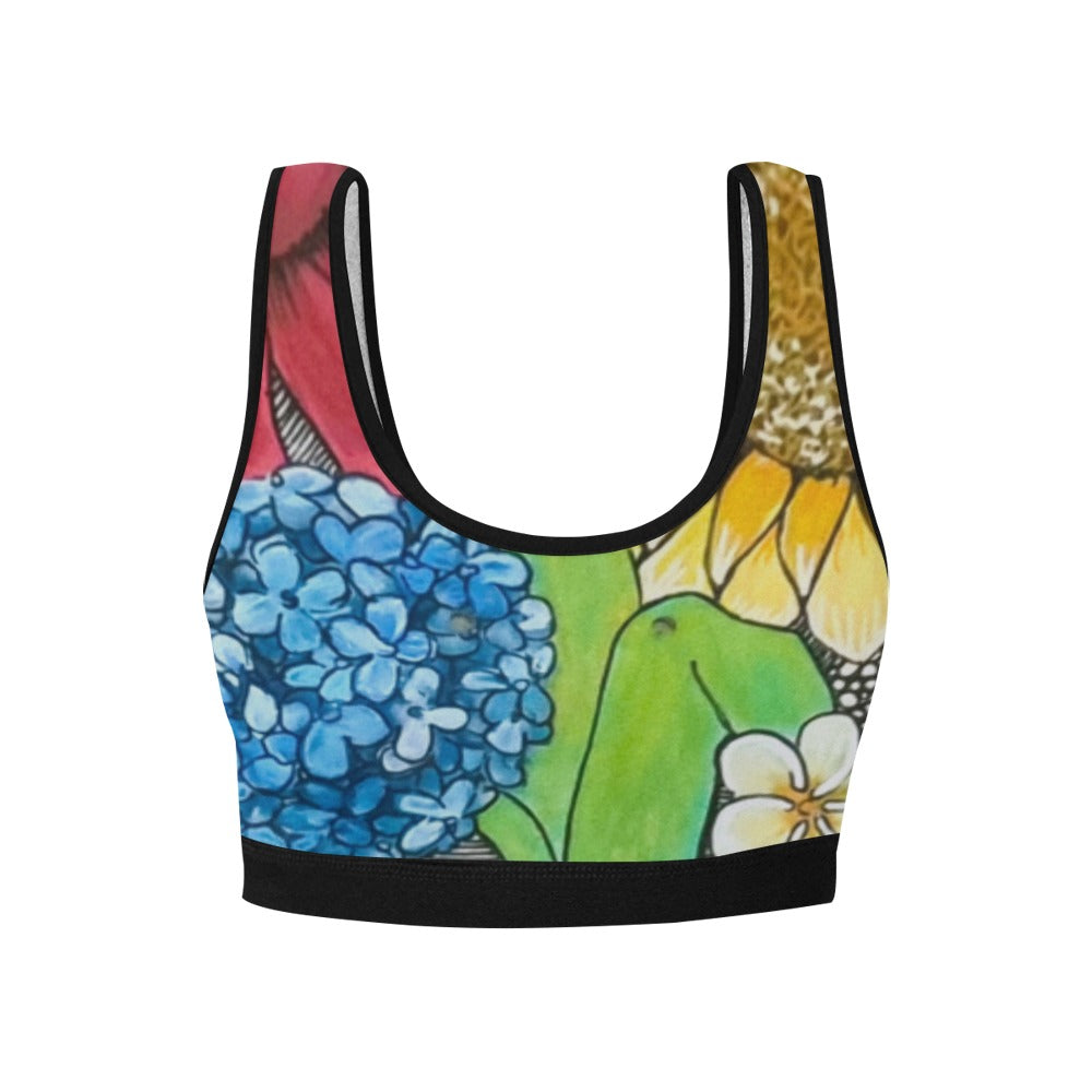 Cupcake Skate Art Sports Bra Blue & Green