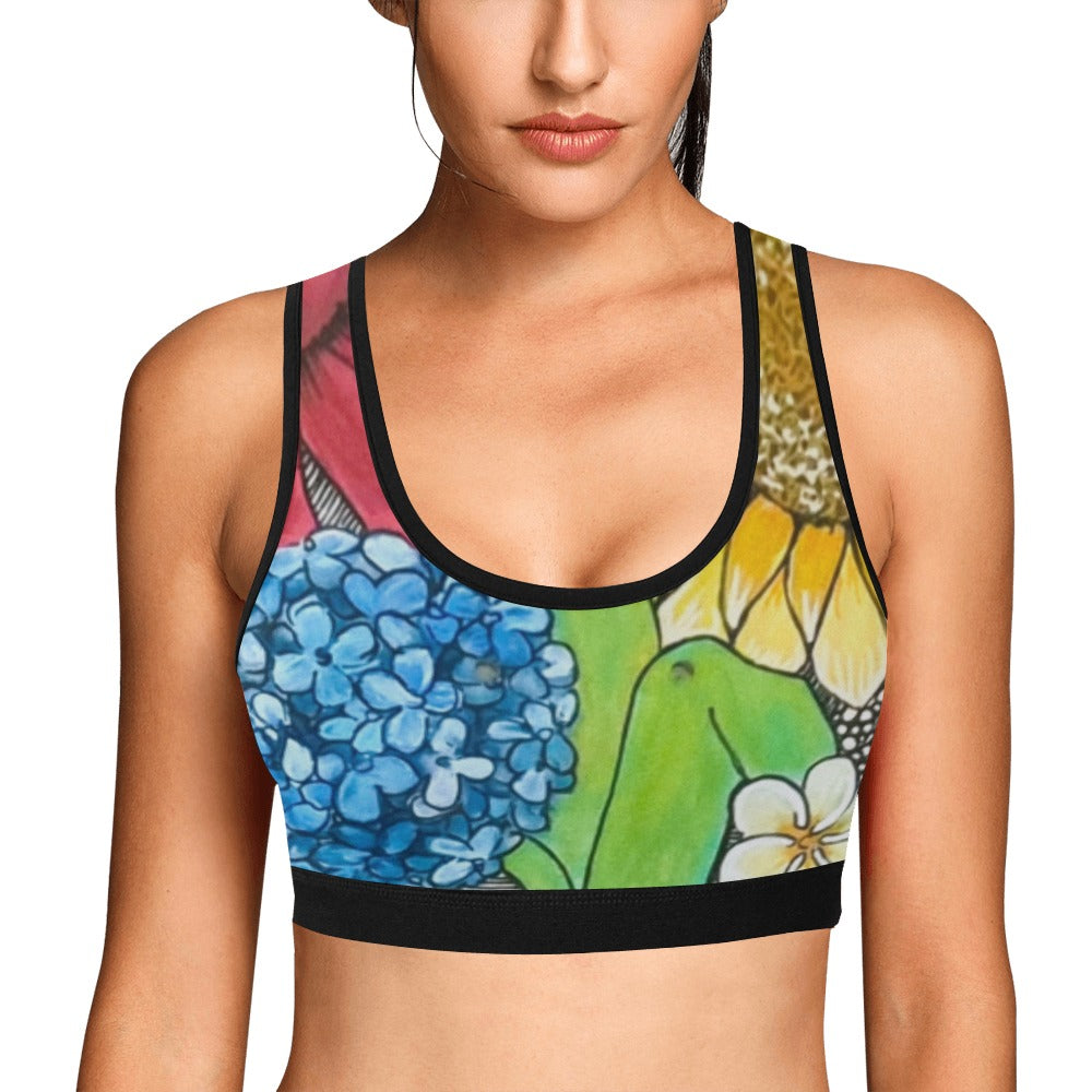 Cupcake Skate Art Sports Bra Blue & Green