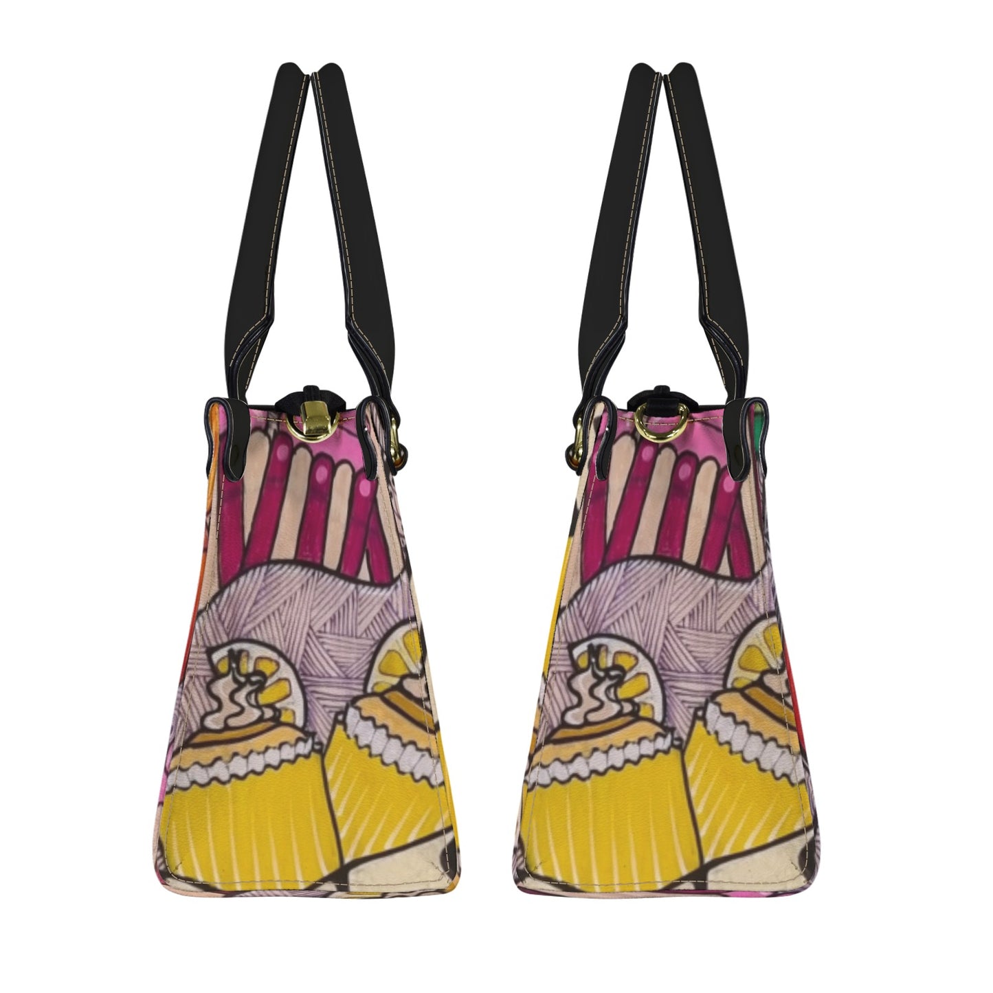 Cupcakes Skate Art Handbag PU Leather Handbag-Small