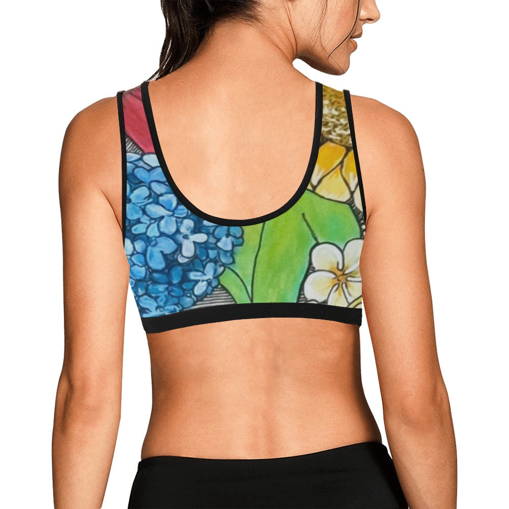 Cupcake Skate Art Sports Bra Blue & Green