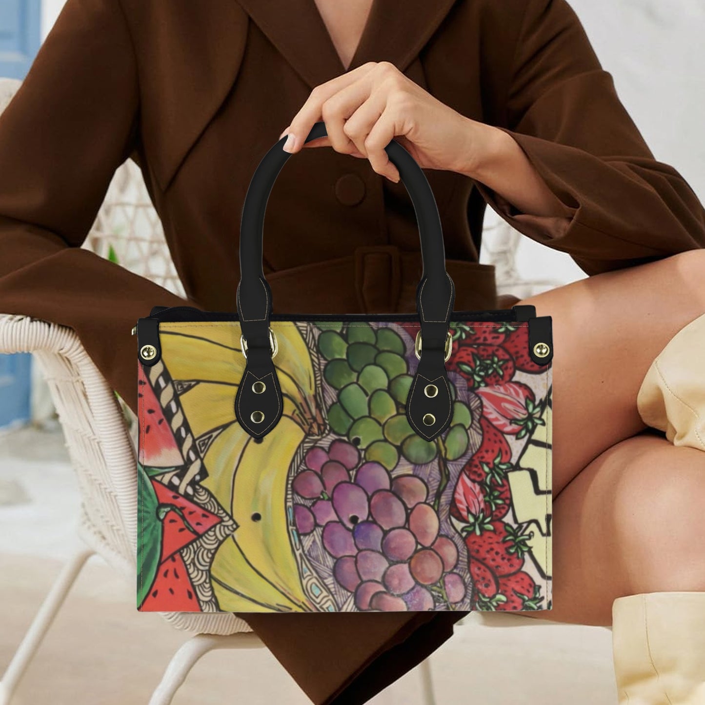 Fruit Skate Art  handbag PU Leather Handbag-Small
