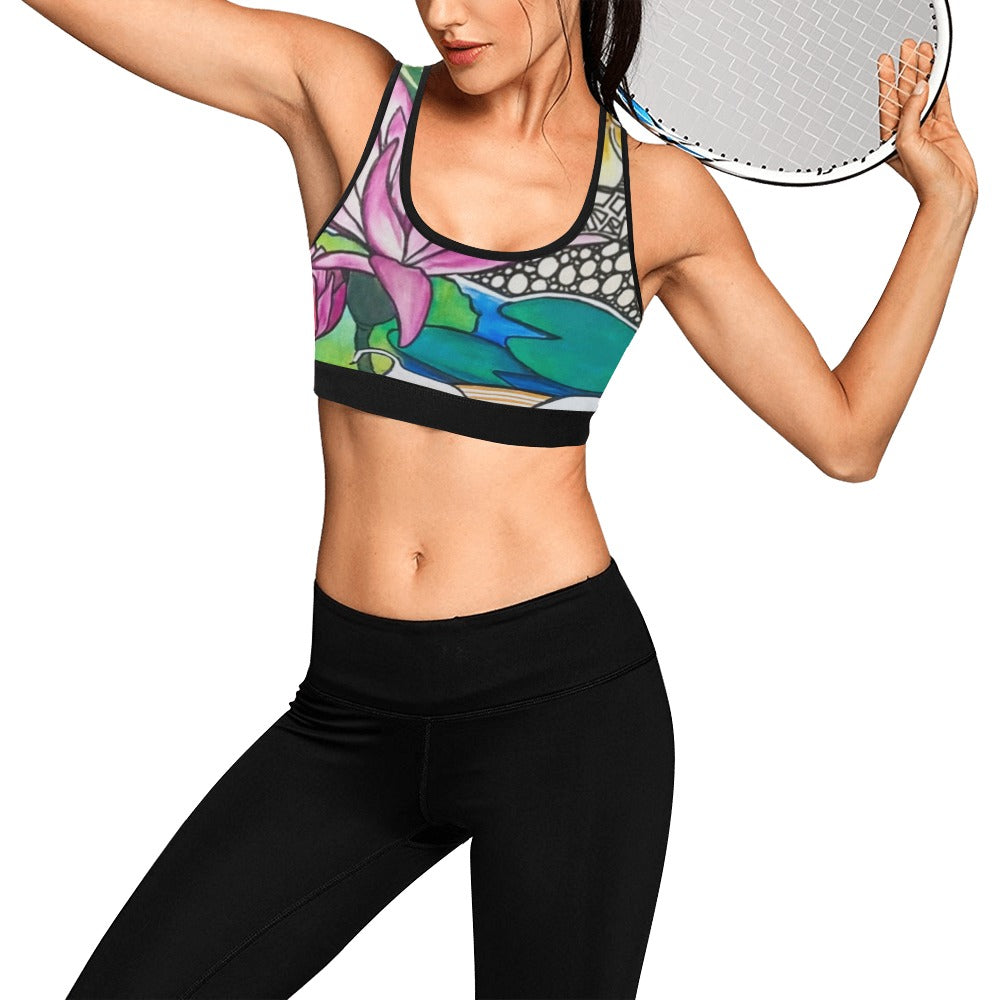 Flowers Skate Art Sports Bra Water Lily