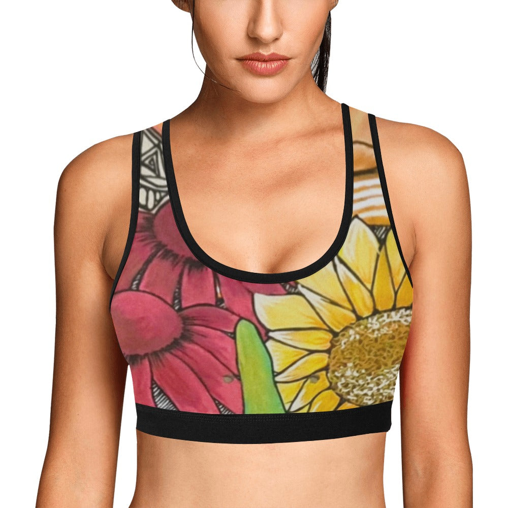 Cupcake Skate Art Sports Bra Red & Yellow