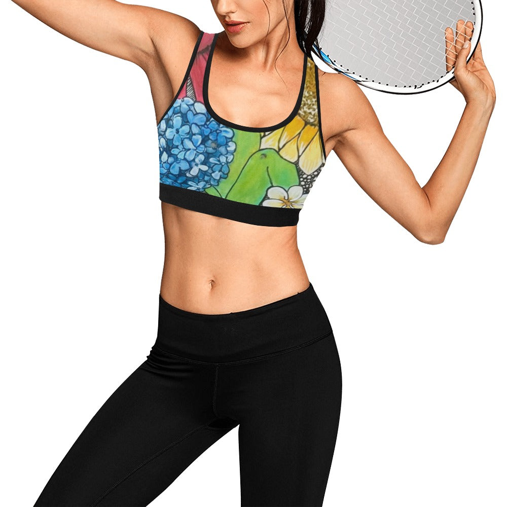 Cupcake Skate Art Sports Bra Blue & Green
