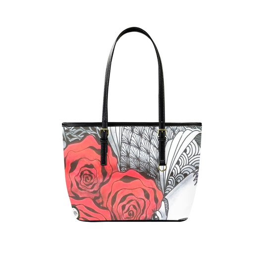 Splash of Red Zen Tote Bag Leather