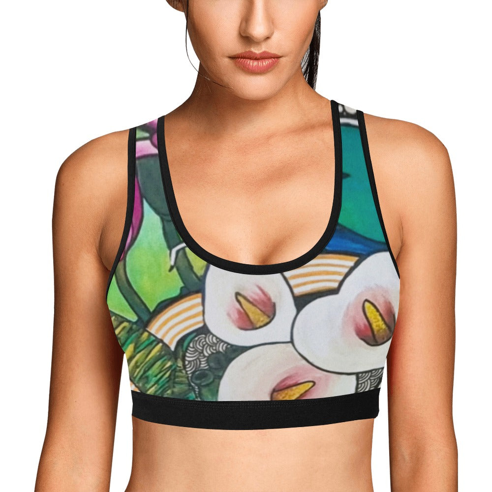 Flowers Skate Art Sports Bra Arum Lilly
