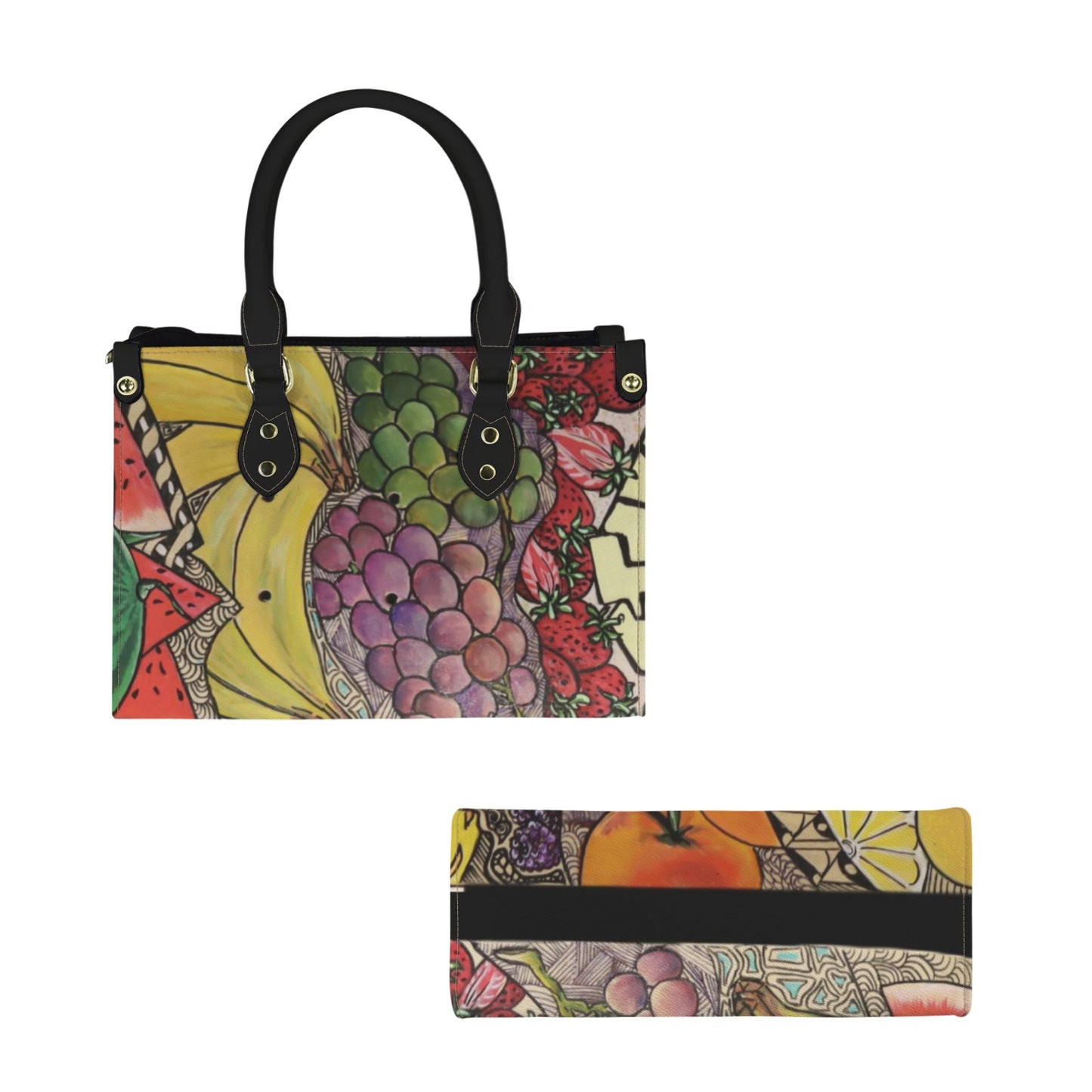 Fruit Skate Art  handbag PU Leather Handbag-Small