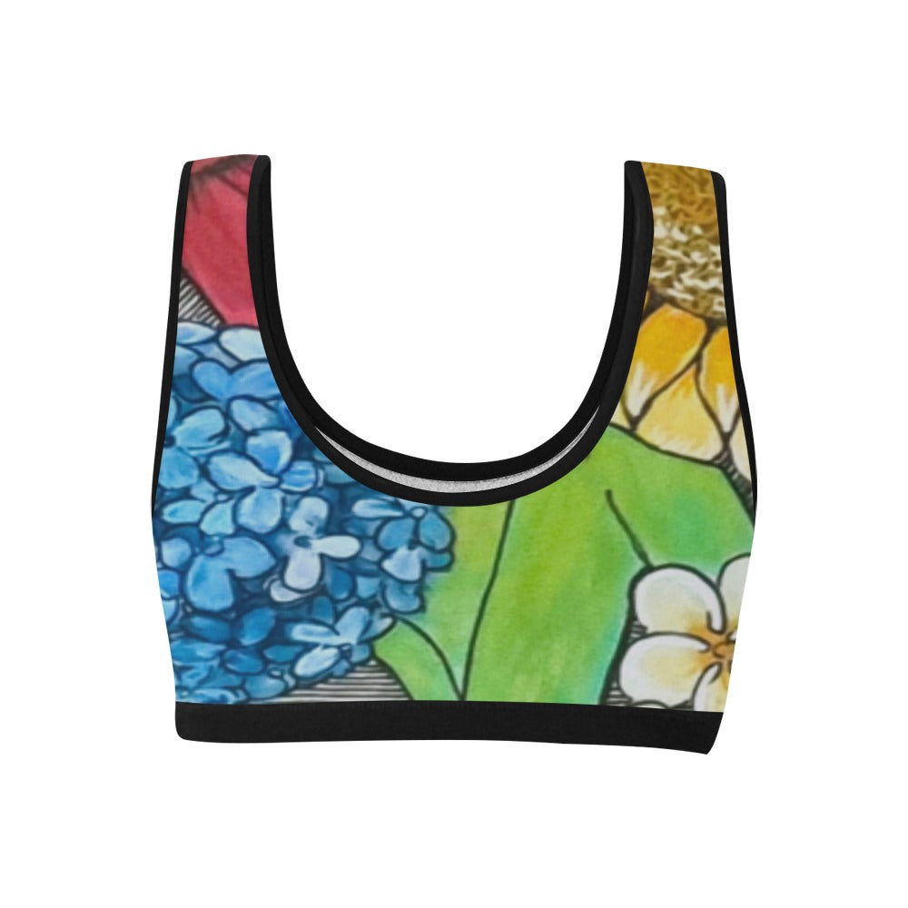 Cupcake Skate Art Sports Bra Blue & Green