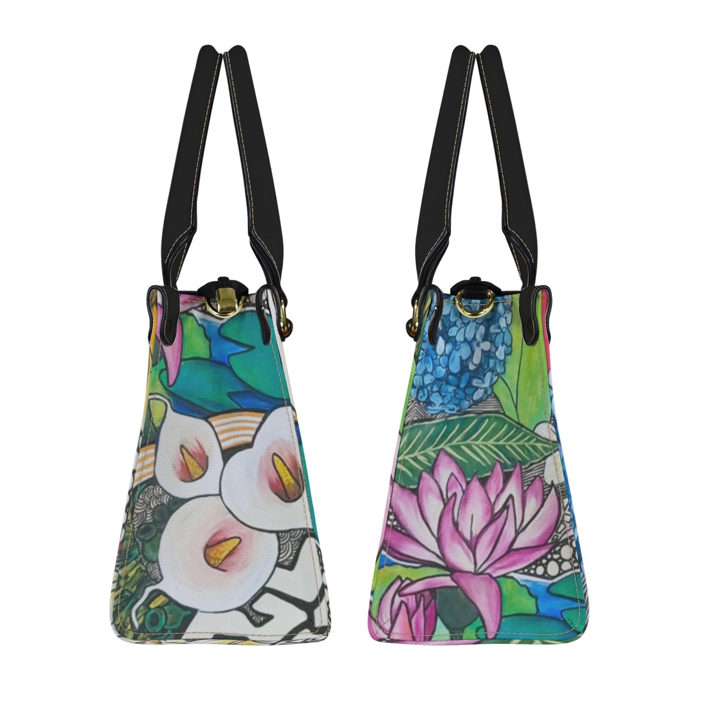 Flower Skate Art Handbag PU Leather Handbag-Small