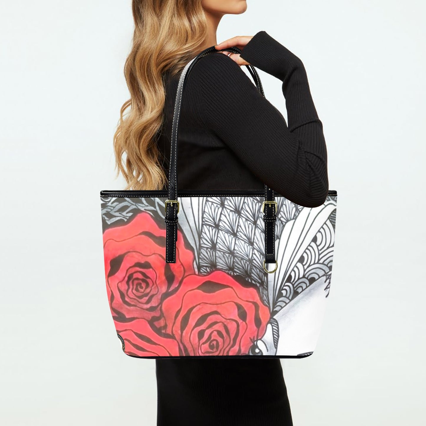 Splash of Red Zen Tote Bag Leather