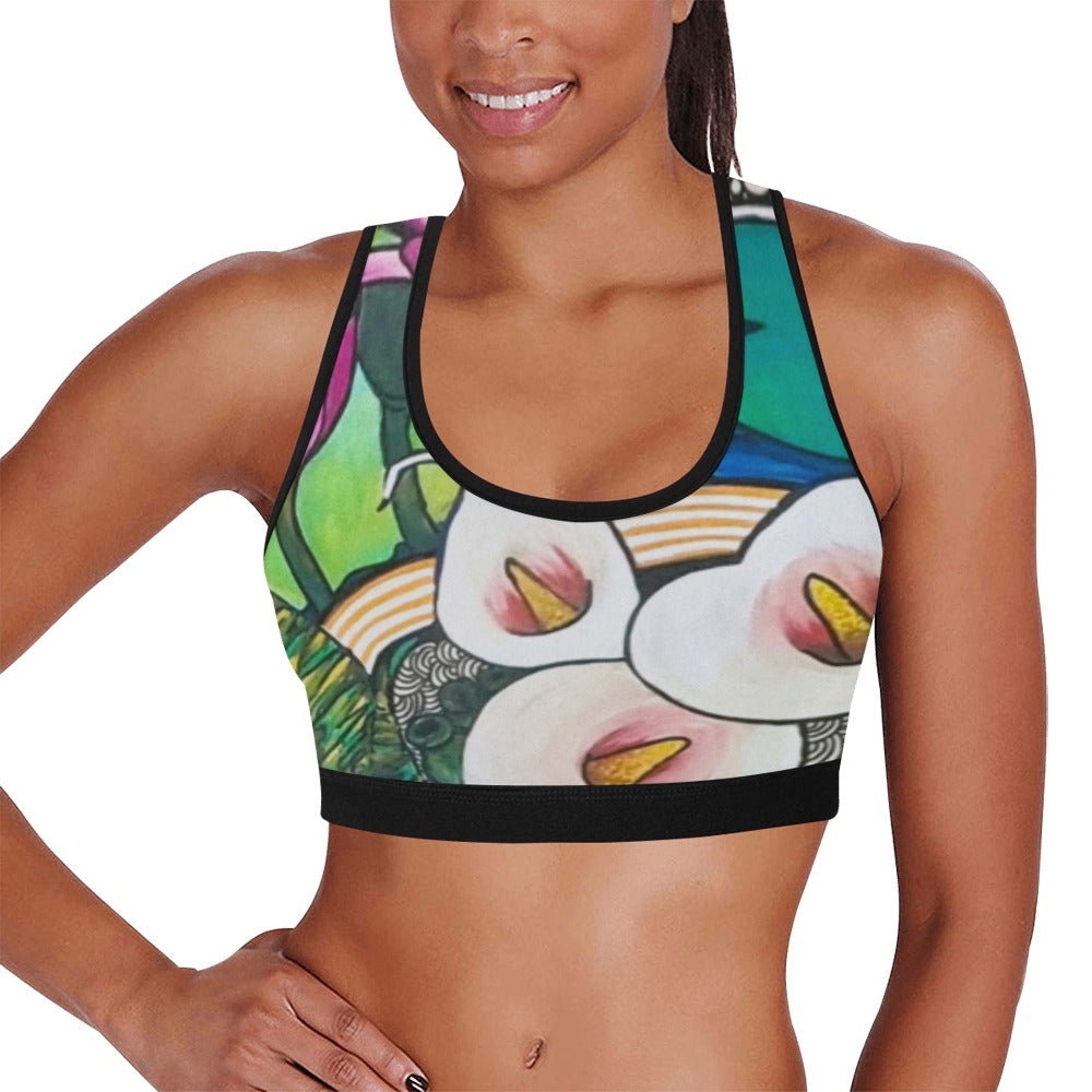 Flowers Skate Art Sports Bra Arum Lilly