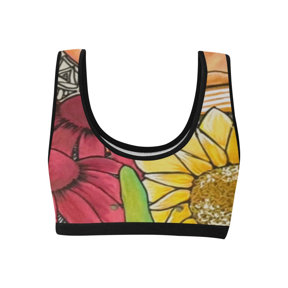 Cupcake Skate Art Sports Bra Red & Yellow