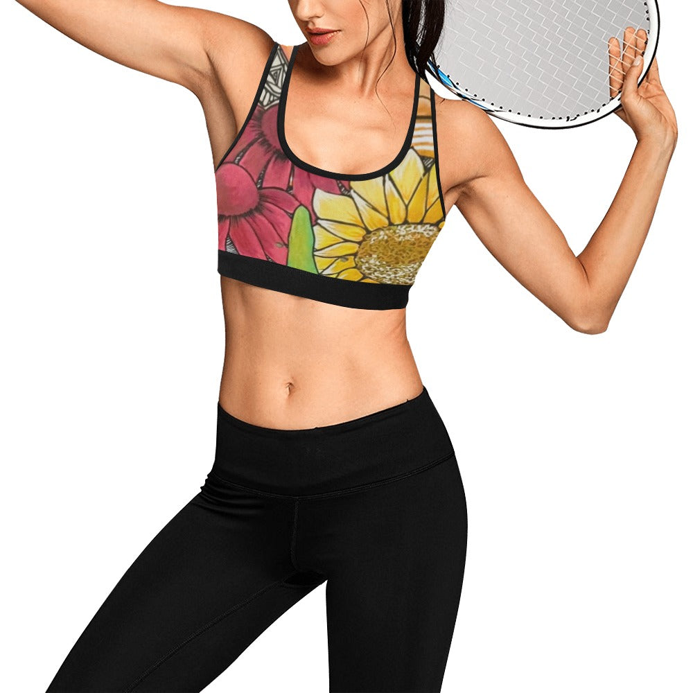 Cupcake Skate Art Sports Bra Red & Yellow