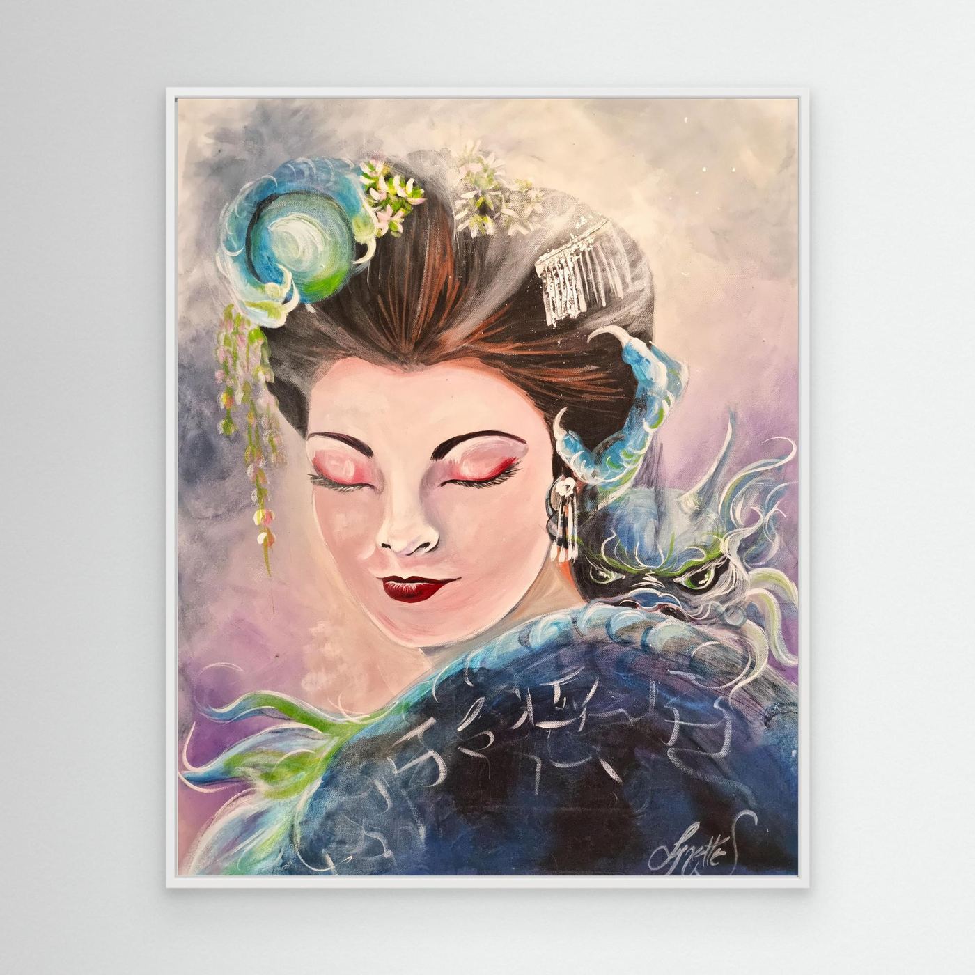Geishas and Dragons Series - Communication - Canvas  Print