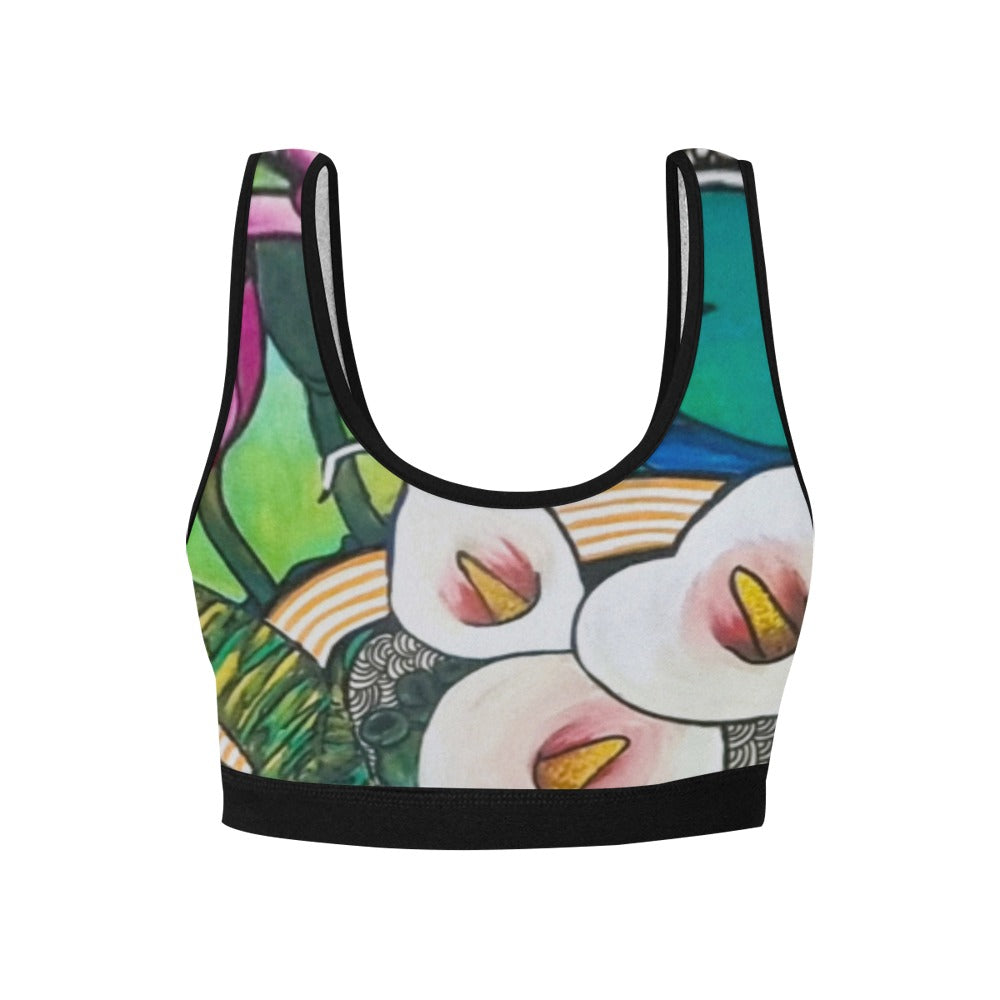 Flowers Skate Art Sports Bra Arum Lilly