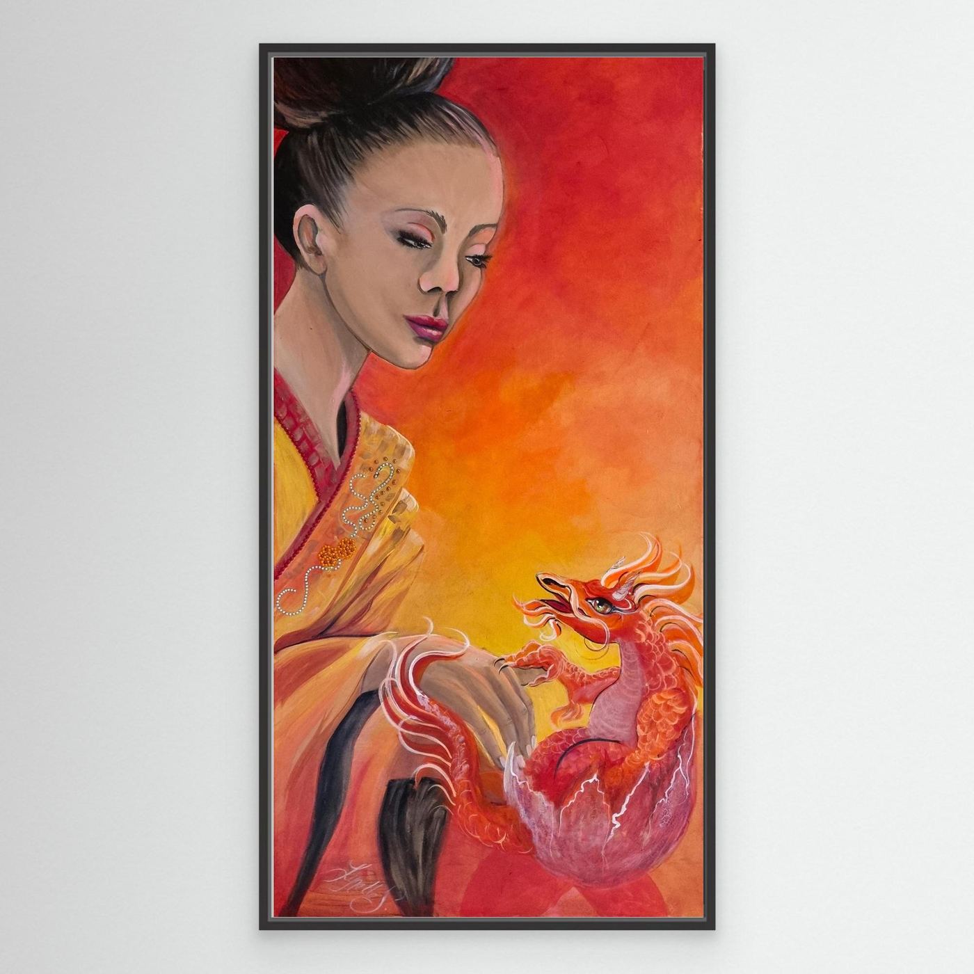 Geishas and Dragons Series - Creative Energies - Sacral Chakra Canvas Print 