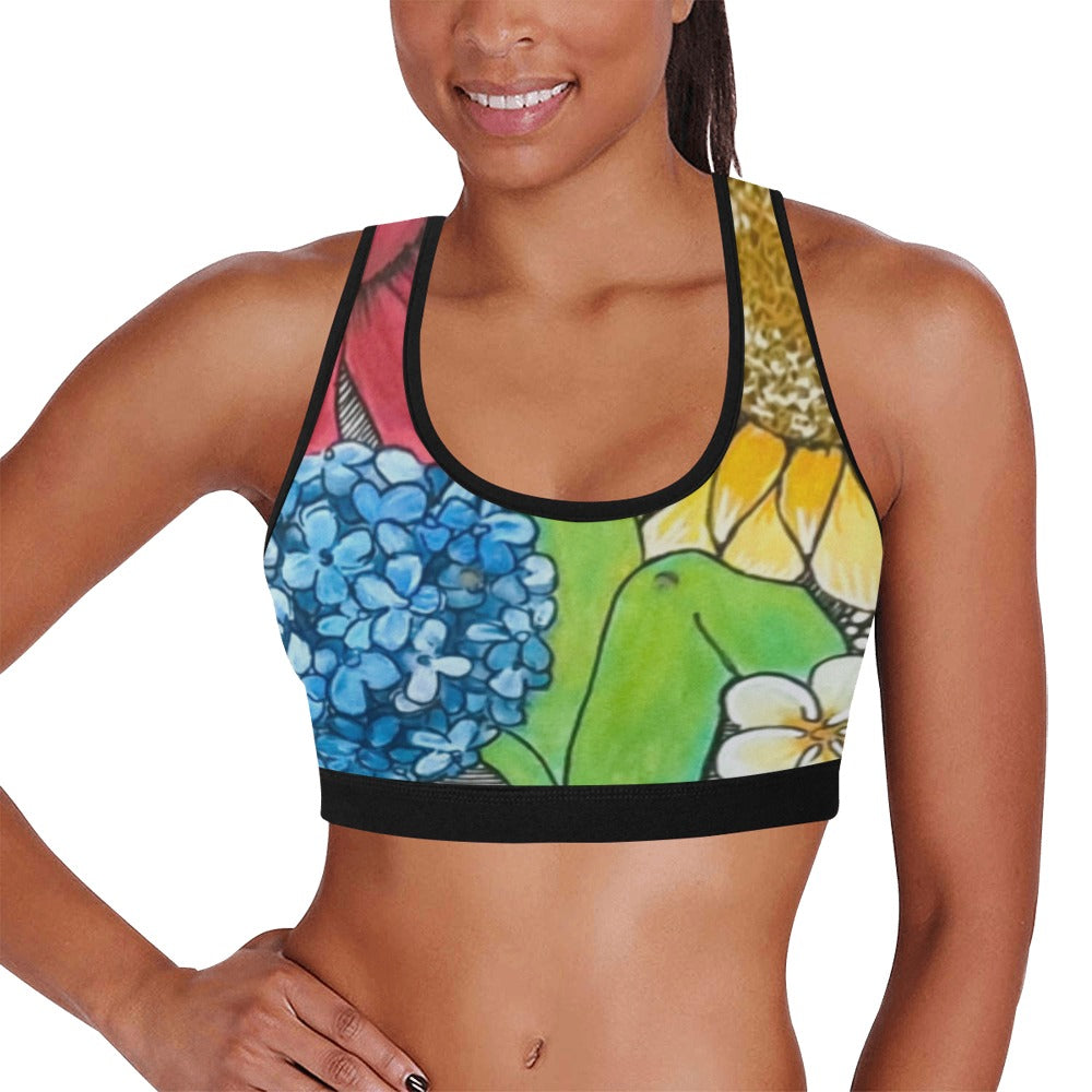 Cupcake Skate Art Sports Bra Blue & Green