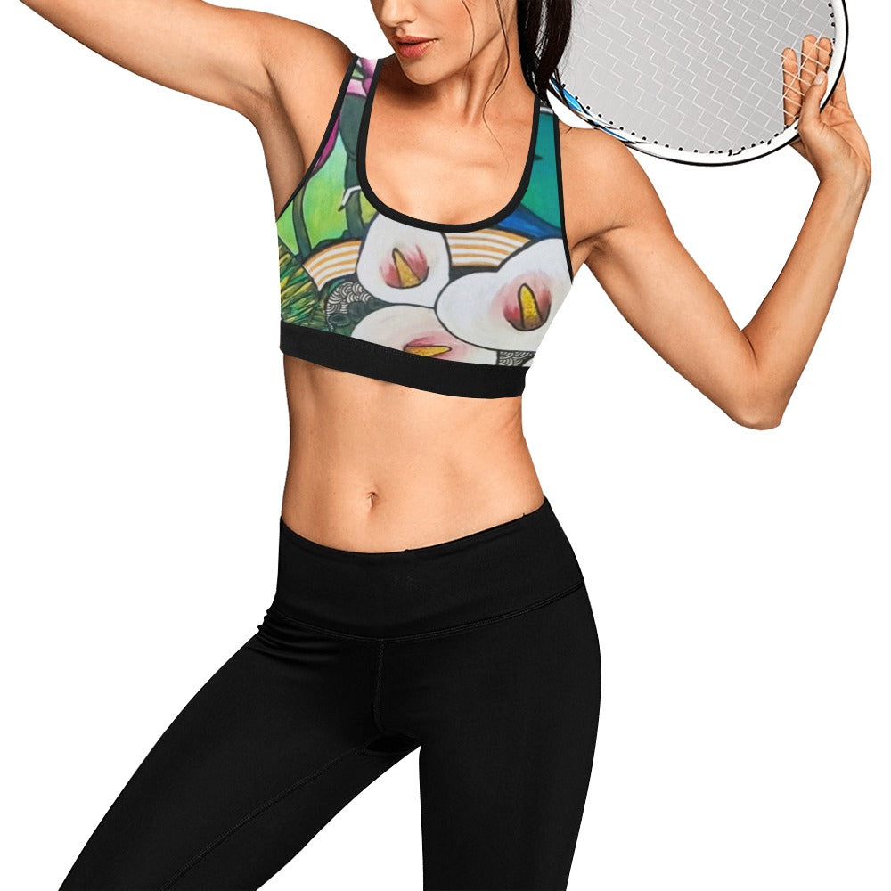 Flowers Skate Art Sports Bra Arum Lilly