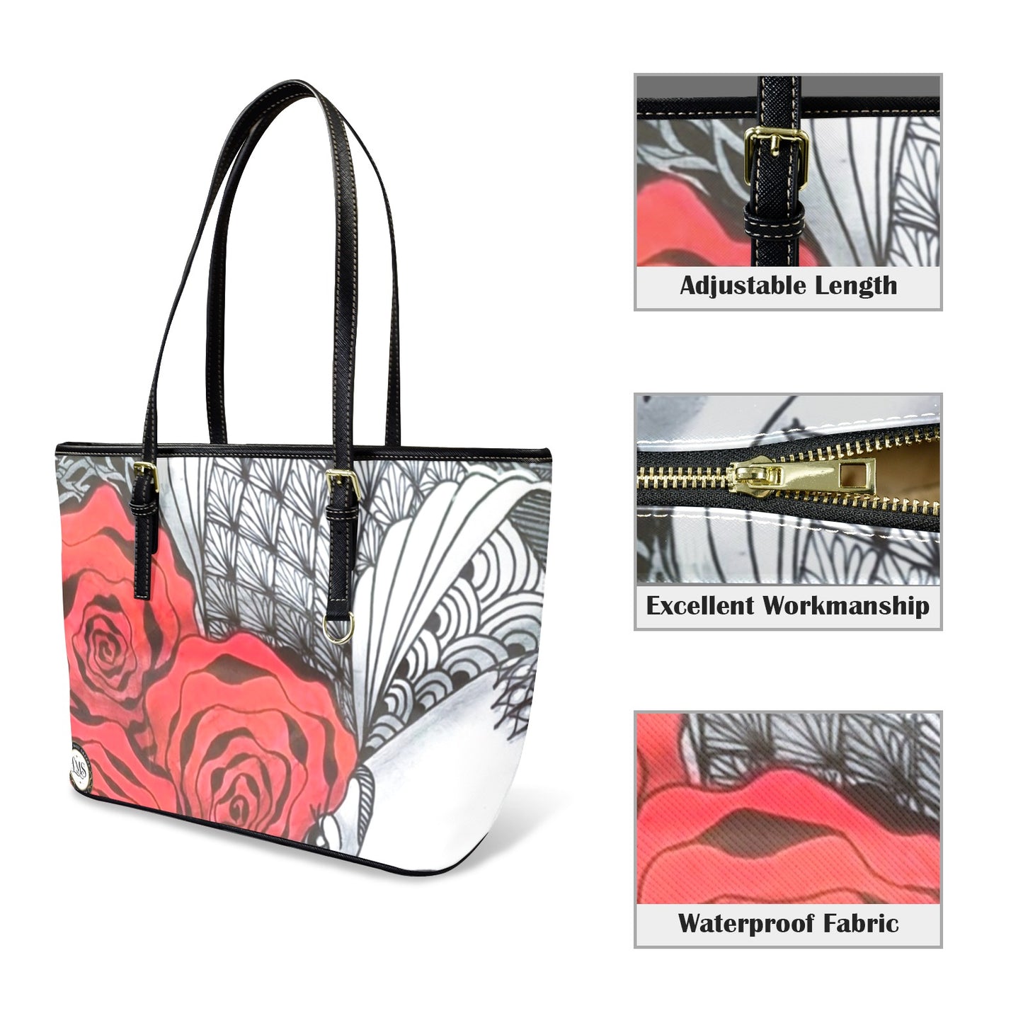 Splash of Red Zen Tote Bag Leather