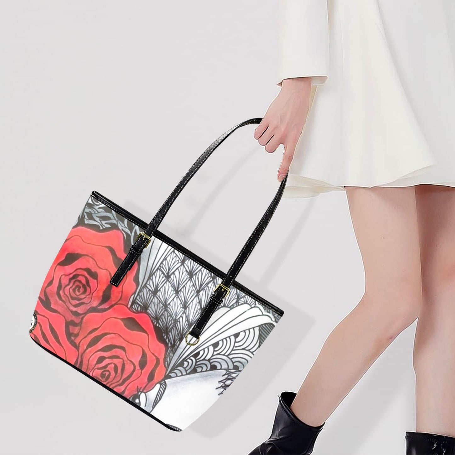 Splash of Red Zen Tote Bag Leather
