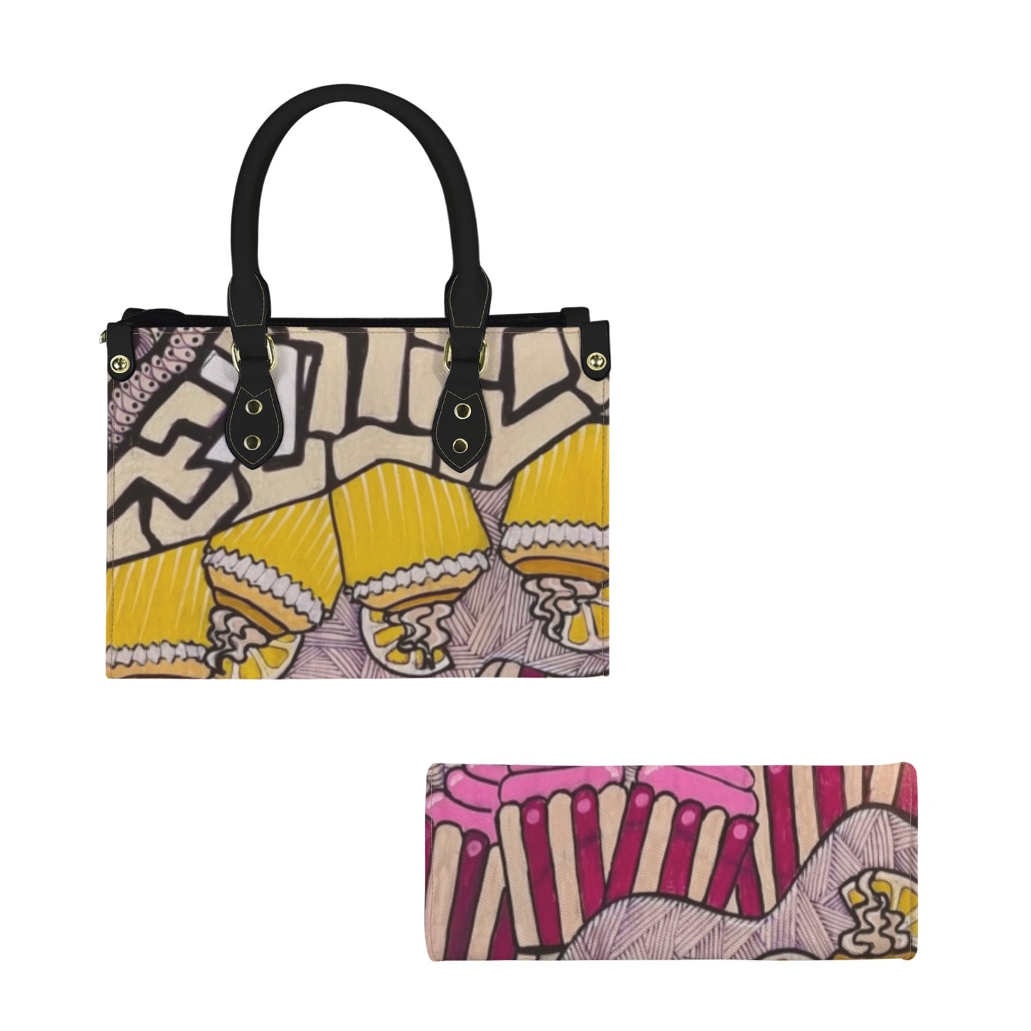 Cupcakes Skate Art Handbag PU Leather Handbag-Small