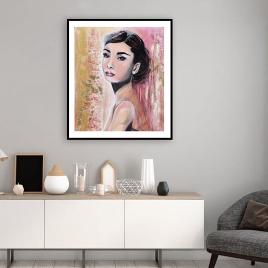 Rose pink feminine portrait inspired by classic Hollywood elegance, part of the Pink Icons Series by Lynette Mary Skeers.