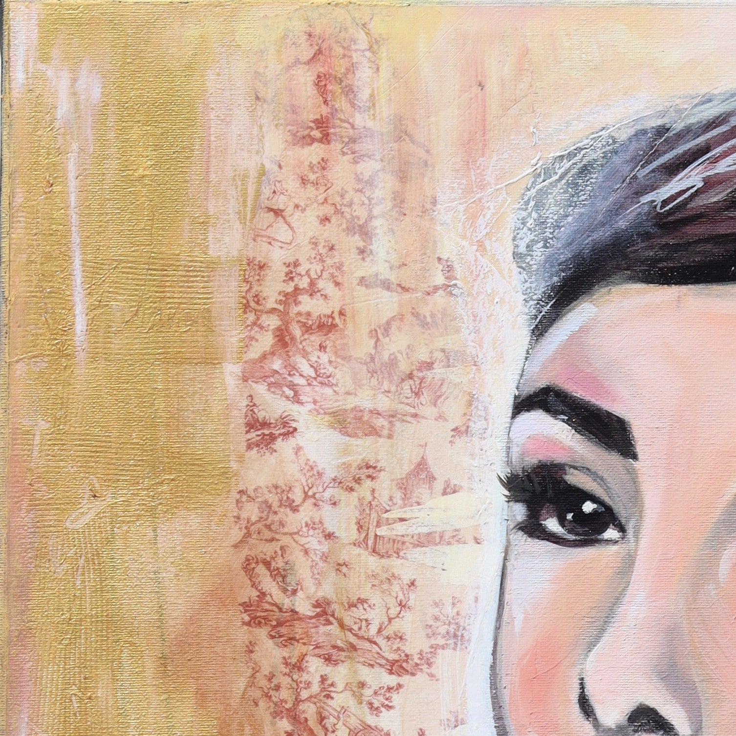 Rose pink feminine portrait inspired by classic Hollywood elegance, part of the Pink Icons Series by Lynette Mary Skeers.