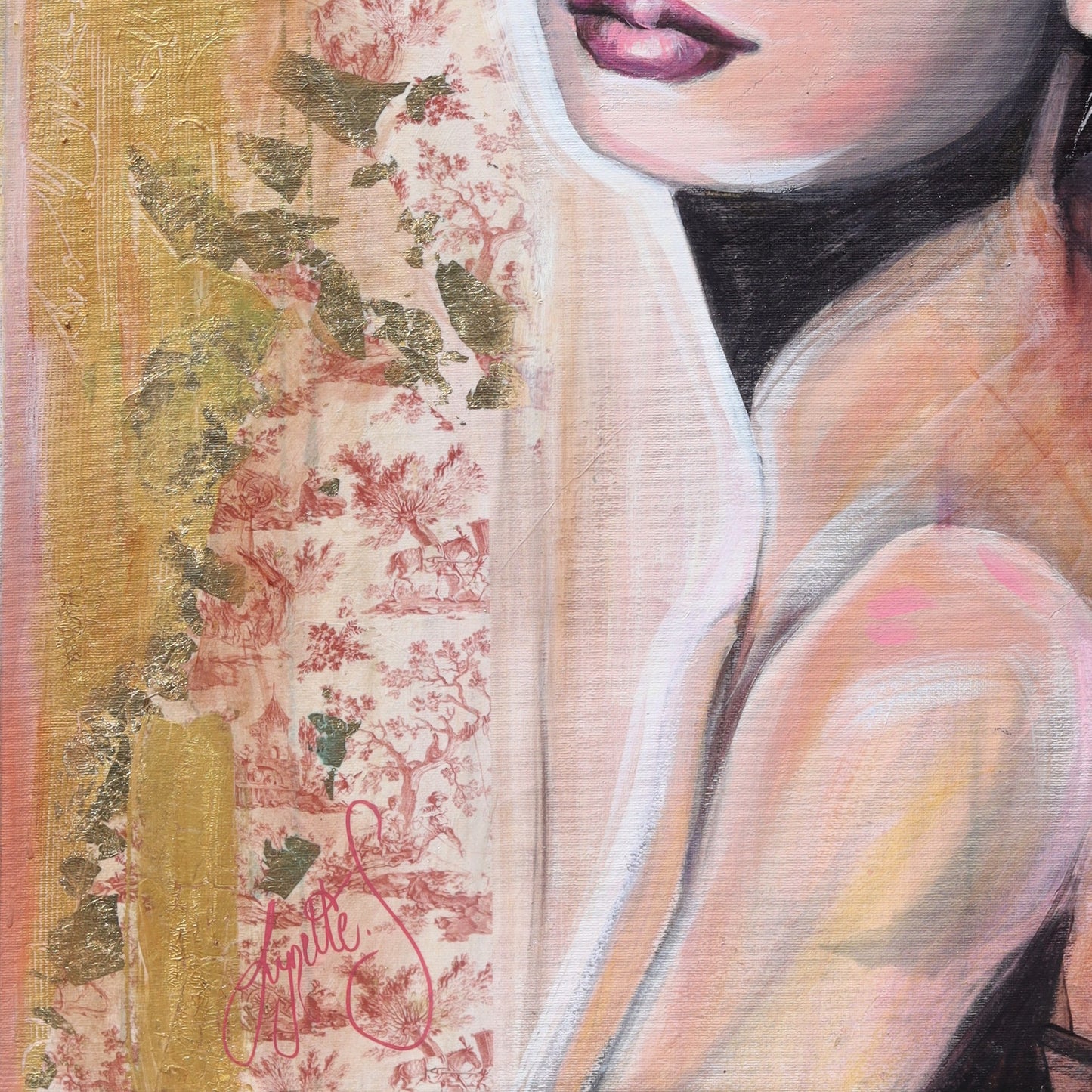 Rose pink feminine portrait inspired by classic Hollywood elegance, part of the Pink Icons Series by Lynette Mary Skeers.