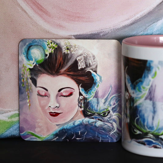Geisha & Dragons Cup and Coaster Set – Communication