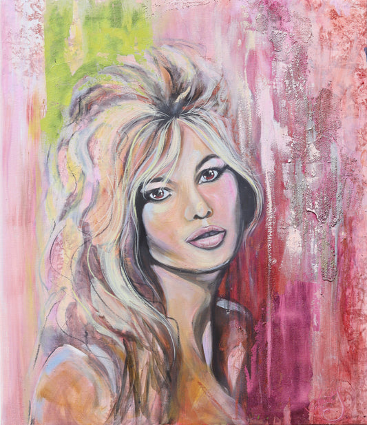 Blush pink feminine portrait inspired by a classic Hollywood starlet, part of the Pink Icons Series by Lynette Mary Skeers.