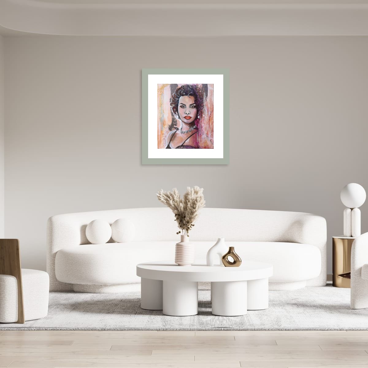 Cerise pink feminine portrait inspired by Hollywood elegance, part of the Pink Icons Series by Lynette Mary Skeers.