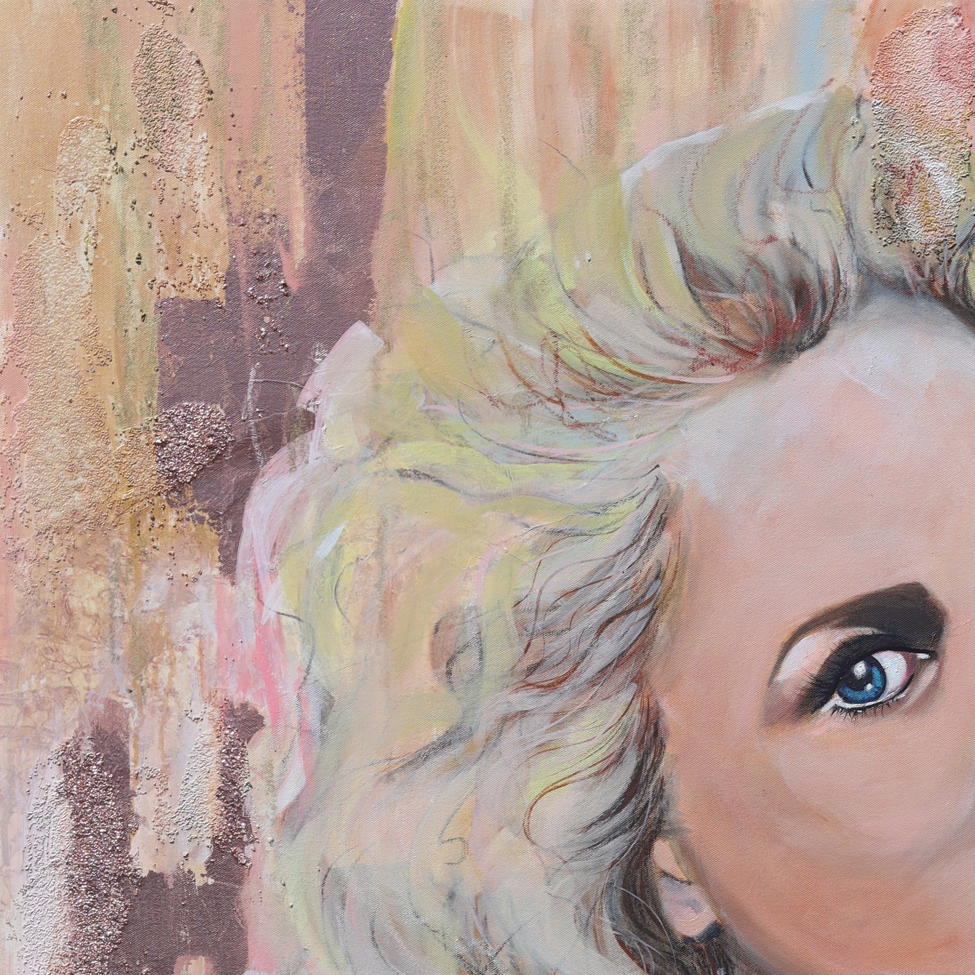 Pink feminine portrait inspired by classic Hollywood glamour, part of the Pink Icons Series by Lynette Mary Skeers.