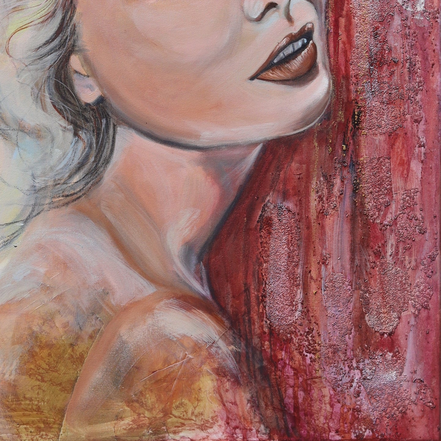 Pink feminine portrait inspired by classic Hollywood glamour, part of the Pink Icons Series by Lynette Mary Skeers.
