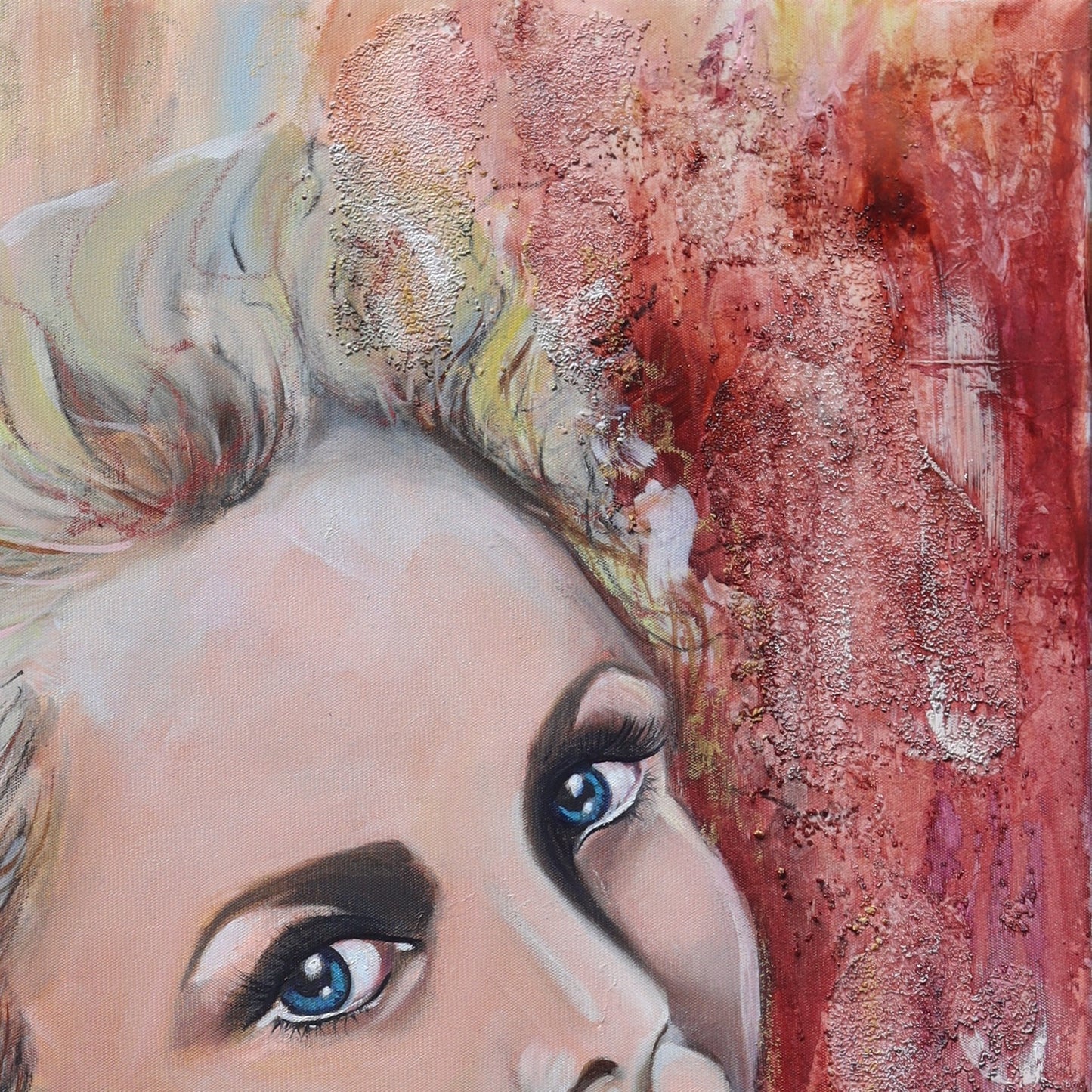 Pink feminine portrait inspired by classic Hollywood glamour, part of the Pink Icons Series by Lynette Mary Skeers.