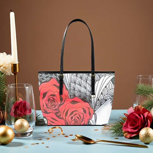 Splash of Red Zen Tote Bag Leather