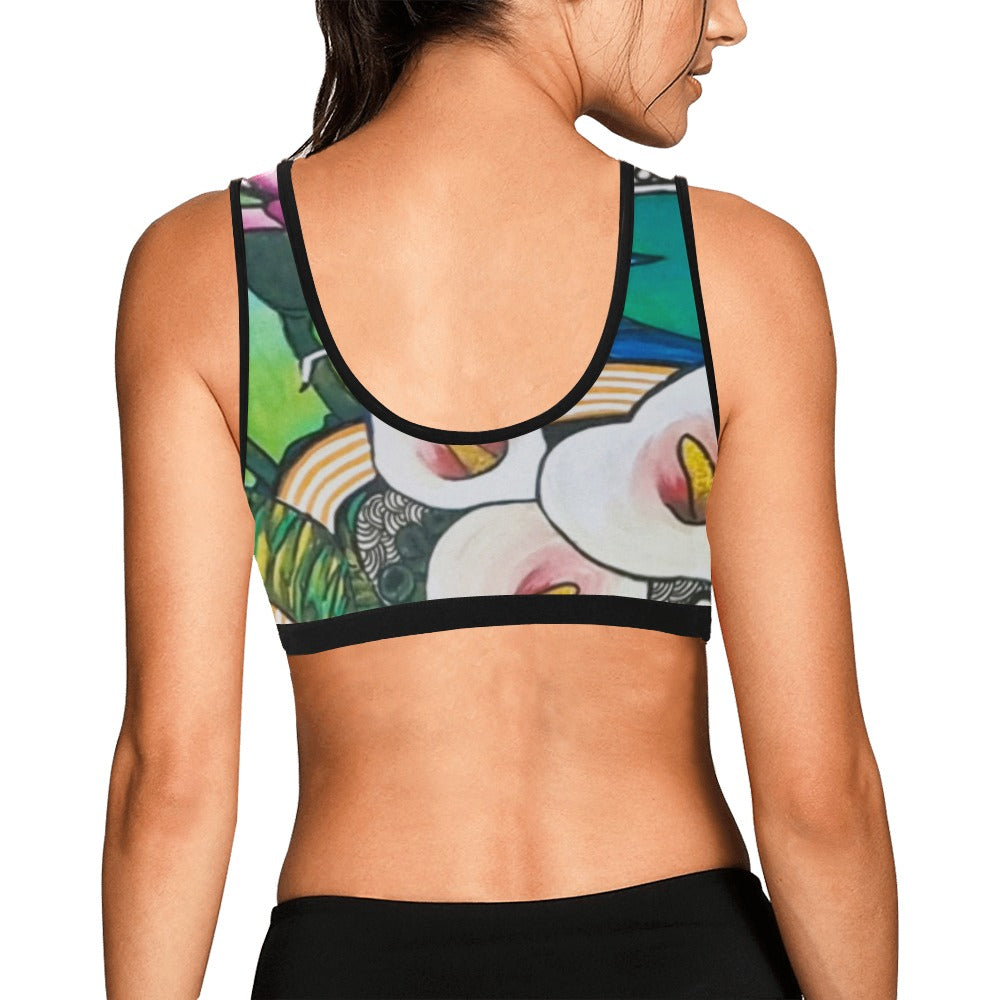 Flowers Skate Art Sports Bra Arum Lilly